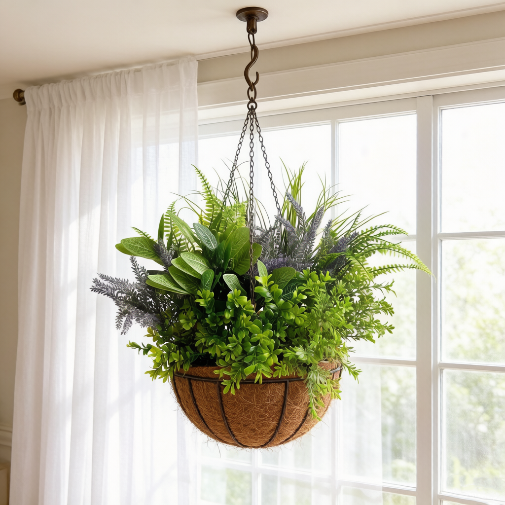 DEWWICK Artificial Mixed Greenery Arrangement, Faux Fern Lavender Foliage Bundle, Fake Plant Stems for Home Patio Garden Wedding Holiday Decor