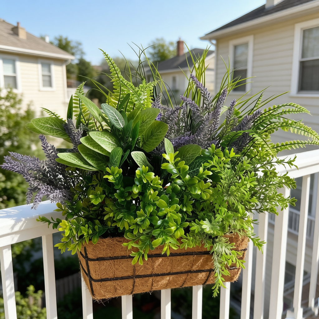 DEWWICK Artificial Mixed Greenery Arrangement, Faux Fern Lavender Foliage Bundle, Fake Plant Stems for Home Patio Garden Wedding Holiday Decor